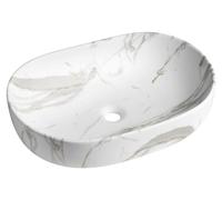 Lavabo de cerámica Sapho CALEO, para encastrar, 60x42 cm, color blanco carrara