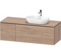 Lavabo de consola Duravit L-Cube, suspendido, incluye placa de consola, 2 extraíbles, 2 cajones, lavabo derecha, 1420x482x550mm, LC4875055550000, Color: Decoración marmolada de roble