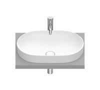 Lavabo de Encimera de Fineceramic con Diseño Ovalado en Acabado Round Inspira Blanco Mate Roca - Sin sifón