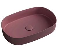 Lavabo de encimera oval Isvea INFINITY, 55x36 cm, color rojo burdeos mate
