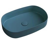 Lavabo de encimera oval Isvea INFINITY, 55x36 cm, color verde mate petróleo