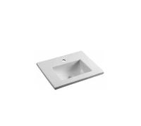 Unisan Lavabo de encimera PALM 50 cm Blanco – Sin toallero, con válvula redonda