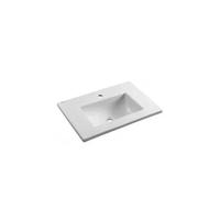 Lavabo de Encimera Rectangular 65 cm Blanco Palm Unisan - Con toallero / Sin sifón ni válvula de desagüe