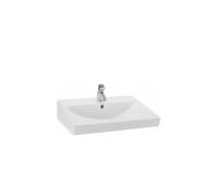Lavabo de Encimera URBY Unisan 65 cm Blanco con Juego de Fijación - Con sifón y válvula redonda