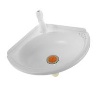 Lavabo de Esquina Suspendido Triangular de Plástico Blanco con Grifo