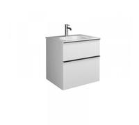 Lavabo de fundición mineral burgbad Fiumo con mueble de lavabo, con frontal plisado de 620 mm de anchura, SFXN062F3957G0200, Color: Azul hielo mate suave / azul hielo mate suave, mango negro mate G020