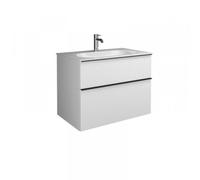 Lavabo de fundición mineral burgbad Fiumo, incluido el mueble de lavabo, con frontal plisado de 820 mm de anchura, SFXN082F3959G0223, Color: Roble decorado Cashmere / Roble decorado Cashmere, mango bl
