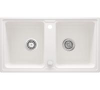 Lavabo de granito, doble seno, color alabastro, 780 x 435 x 180 mm