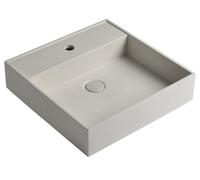 Lavabo de hormigón cuadrado Sapho, con desagüe, de 46x46 cm, en color arena blanca