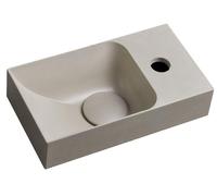 Lavabo de hormigón Sapho PICCOLINO, 30,8 x 17 cm, con grifo para agua caliente a la derecha, color arena mate