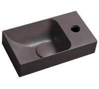 Lavabo de hormigón Sapho PICCOLINO, 30,8 x 17 cm, con grifo para el lado derecho, color marrón oscuro mate