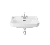 Lavabo de instalación a mural de 65 cm de color blanco Carmen con 1 orificio, con pedestal opcional Roca - Con pedestal