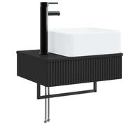 Lavabo De Lavado Montado En La Pared Negro 50 X 41 X 39 Cm Vidaxl