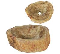 vidaXL Lavabo, 45x35x15 cm, estilo "piedra fósil", color crema