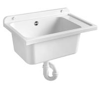 Lavabo de sobreponer, 58x38 cm, de plástico, color blanco