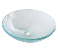 Lavabo de vidrio Sapho ICE para encastrar. Diámetro: 42 cm. Color: transparente con acabado arenado