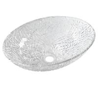 Lavabo de vidrio Sapho PURUS, con diseño para encastrar, 50x36 cm, vidrio transparente