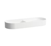 Lavabo doble con sonar de funcionamiento, sin agujero para grifo, sin rebosadero, 1000x370mm, incl. tapa cerámica para válvula de desagüe, blanco, H8123487571121, Color: Nieve (blanco mate)