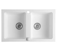 Lavabo doble de granito Sapho, 78x47,5 cm, blanco