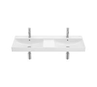 Lavabo Doble Rectangular de Porcelana Mural con Repisa Ona 120x46cm Blanco Brillo Roca