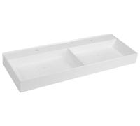 Lavabo doble Sapho GODIVA, fabricado en mármol artificial, de 119x44 cm, color blanco