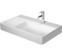 Lavabo Duravit DuraSquare para muebles, 80x47cm, sin agujero para grifo, sin rebosadero, lavabo a la derecha, parte inferior pulida y esmaltada, 2349800079, Color: Blanco