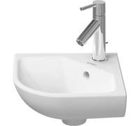 Lavabo Duravit ME by Starck Lavabo de esquina, 1 agujero para grifo, con rebosadero, 435x380mm, 072243AC00, Color: Blanco satinado mate con DuraShield