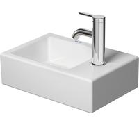Lavabo Duravit Vero Air 38x25 cm, sin rebosadero, con banco con agujero para grifo, 1 agujero para grifo a la derecha, parte inferior acristalada, 07243800001, Color: Blanco con Wondergliss