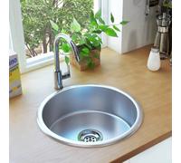 Lavabo empotrable de acero inoxidable, con rejilla y sifón, marca The Living Store