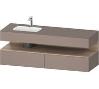 Lavabo empotrado Collection One de Duravit con base de lavabo consola, 1600x550x600mm, nicho de roble jaspeado, lavabo izquierda, QA4795055430000, Color: Basalto mate