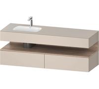 Lavabo empotrado Collection One de Duravit con base de lavabo consola, 1600x550x600mm, nicho de roble jaspeado, lavabo izquierda, QA4795055830010, Color: Taupe supermatt/con iluminaciÃ³n de nicho