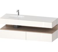 Lavabo empotrado Collection One de Duravit con base de lavabo consola, 1600x550x600mm, nicho de roble jaspeado, lavabo izquierda, QA4795055220000, Color: Blanco brillo intenso