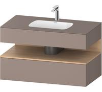 Lavabo empotrado Collection One de Duravit con base de lavabo de consola, 1000x550x600mm, hueco de roble natural, QA4786030430010, Color: Basalto Mate/con iluminaciÃ³n de nicho