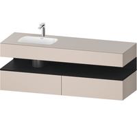 Lavabo empotrado Collection One de Duravit con base de lavabo de consola, 1600x550x600mm, nicho de roble negro, lavabo izquierda, QA4795016910000, Color: Topo mate