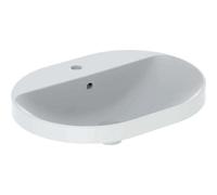 Lavabo empotrado Geberit VariForm elíptico, 600x450mm, con agujero para grifo, con rebosadero, 500.733.00.2, Color: Blanco, con KeraTect
