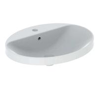 Lavabo empotrado Geberit VariForm ovalado, 600x480mm, con agujero para grifo, con rebosadero, 500.725.00.2, Color: Blanco, con KeraTect