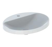 Lavabo empotrado Geberit VariForm ovalado, 600x480mm, con agujero para grifo, sin rebosadero, 500.727.00.2, Color: Blanco, con KeraTect