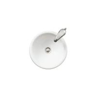 Lavabo encastrado sobre encimera diseño circular blanco moderno TABARCA de Unisan - Con sifón y válvula redonda