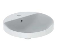 Lavabo encastrado VariForm de Geberit, redondo, 480mm, con agujero para grifo, con rebosadero, 500705012, Color: Blanco - CM