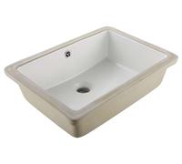 Lavabo encastrado VEVOR, 470 x 355 mm, lavabo rectangular de cerámica con orificio de desbordamiento, ideal para espacios pequeños, color blanco.