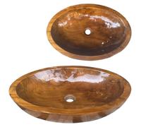 Lavabo Lendo Online Oval 60x40x12 cm Madera de teca marrón