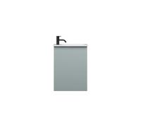 Lavabo mineral fundido burgbad Fiumo con mueble de lavabo, anchura 470mm, SGGU047RF3957G0200, Color: Azul hielo mate suave / azul hielo mate suave, mango negro mate G0200