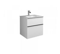 Lavabo mineral fundido burgbad Fiumo con mueble de lavabo, anchura 620mm, SFXL062F3959G0200, Color: Roble Decoración Cachemira / Roble Decoración Cachemira, Mango Negro G0200