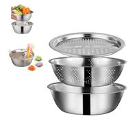 Lavabo Multifuncional De Acero Inoxidable, Con Rallador 3 En 1 Cortador De Verduras, Lavabo Colador Cesto De Escurrir Lavabo Con Fugas Cesto Redondo De Frutas Para El Lavado Del Hogar