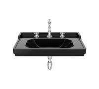 Lavabo Mural Porcelana con Tres Orificios 80x50x22cm Negro Roca