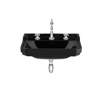 Lavabo Mural Porcelana con Tres Orificios para Grifería 65x48x22cm Negro Roca