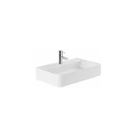 Lavabo Rectangular de Porcelana 60x40 cm Blanco - Sanlife Unisan - Sin sifón ni válvula de desagüe