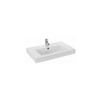 Lavabo Semi Encastrado 70 cm LINHA Unisan - Blanco, Rectangular, Porcelana - Con sifón y válvula redonda