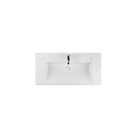 Lavabo Semi Encastrado 90 cm Blanco Unisan LINHA - Diseño Moderno - Con sifón y válvula redonda
