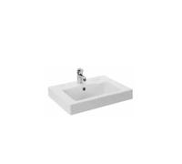 Lavabo Semi Encastrado Rectangular 60 cm Blanco - Unisan Linha - Con sifón y válvula redonda
